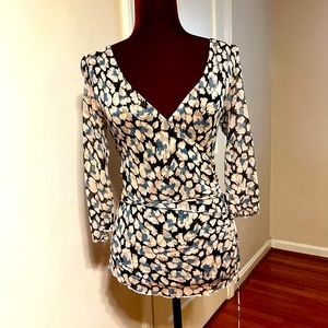 Diane von Furstenberg wrap silk blouse.
